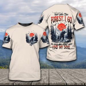 Into The Forest I Go Bear Red Sun All Over Print Shirt