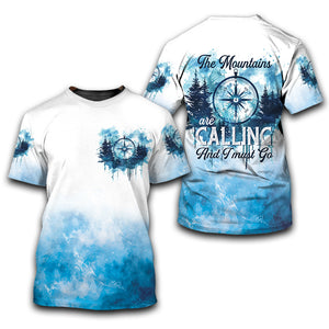 Compass The Mountains Are Calling And I Must Go All Over Print Shirt
