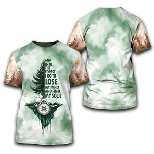 Into The Forest I Go Green Compass All Over Print Shirt
