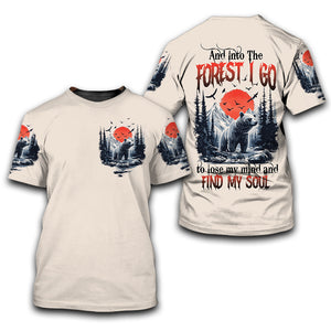 Into The Forest I Go Bear Red Sun All Over Print Shirt