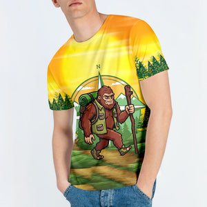 Funny Bigfoot Hiking All Over Print Shirt