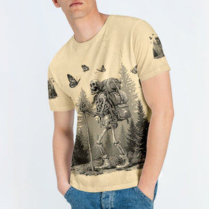 Skeleton Wanderer Vintage Hiking All Over Print Shirt