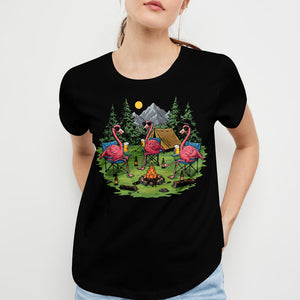 Funny Flamingo Making Memories Campfire All Over Print Shirt