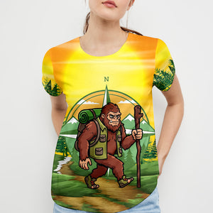 Funny Bigfoot Hiking All Over Print Shirt