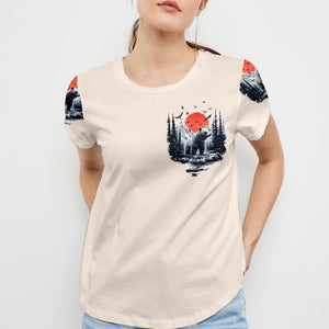 Into The Forest I Go Bear Red Sun All Over Print Shirt