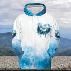 Compass The Mountains Are Calling And I Must Go All Over Print Shirt
