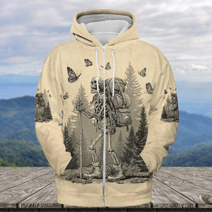 Skeleton Wanderer Vintage Hiking All Over Print Shirt