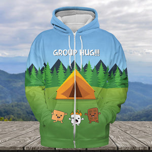 Funny Group Hugs Camping All Over Print Shirt