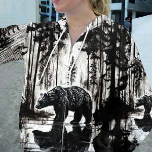 Bear Black And White Art All Over Print Shirt