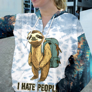 Camping Lazy Sloth I Hate People All Over Print Shirt