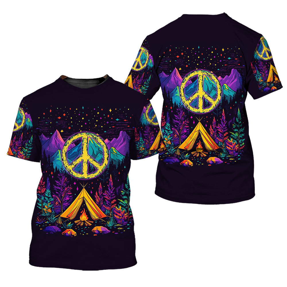 Camping Peace Sign All Over Print Shirt