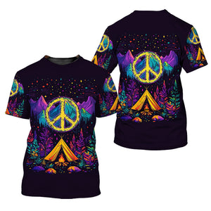 Camping Peace Sign All Over Print Shirt