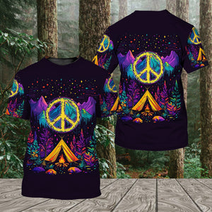 Camping Peace Sign All Over Print Shirt