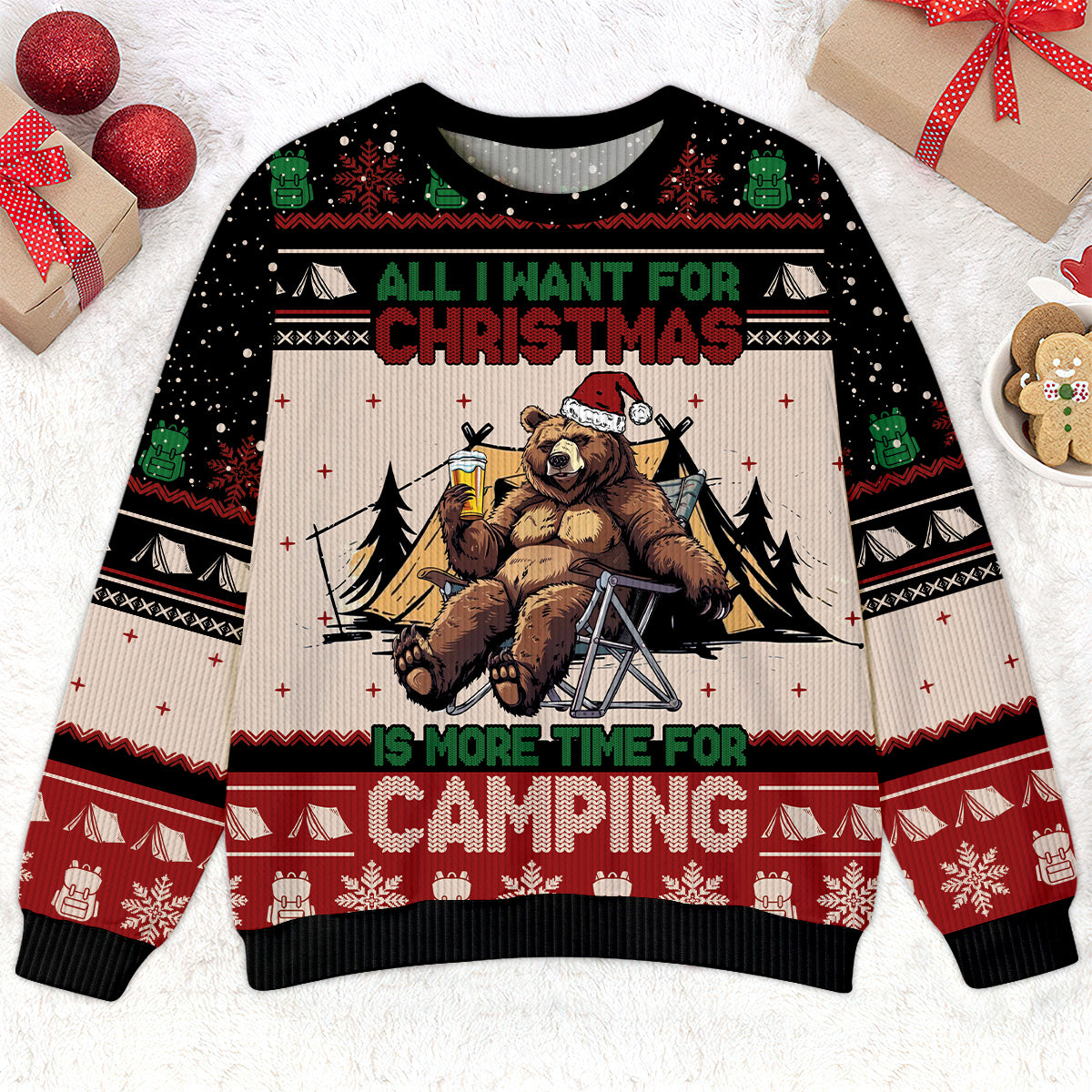 All I Want For Christmas Is More Time For Camping Ugly Sweater
