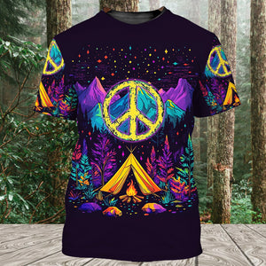 Camping Peace Sign All Over Print Shirt