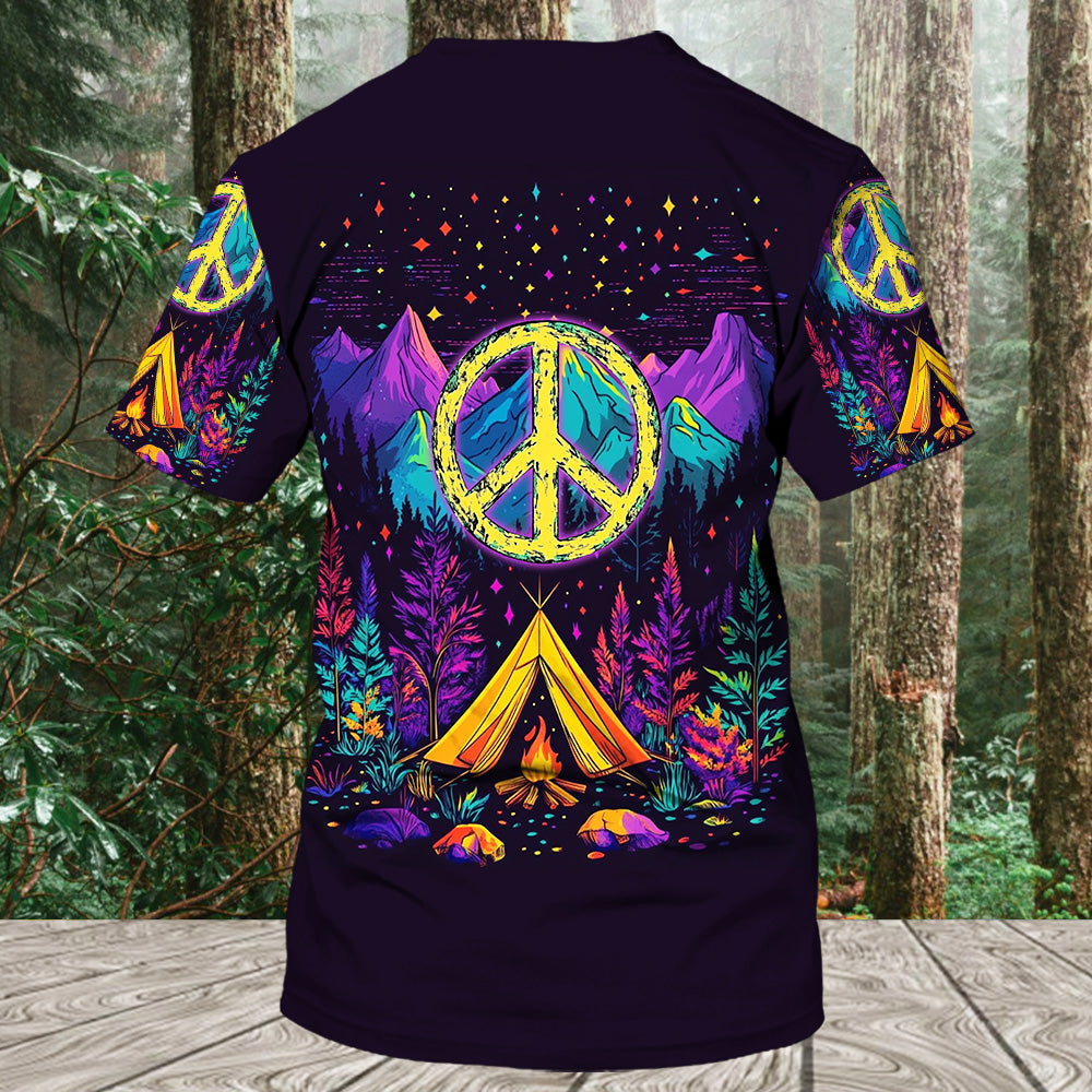 Camping Peace Sign All Over Print Shirt