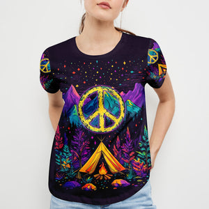 Camping Peace Sign All Over Print Shirt