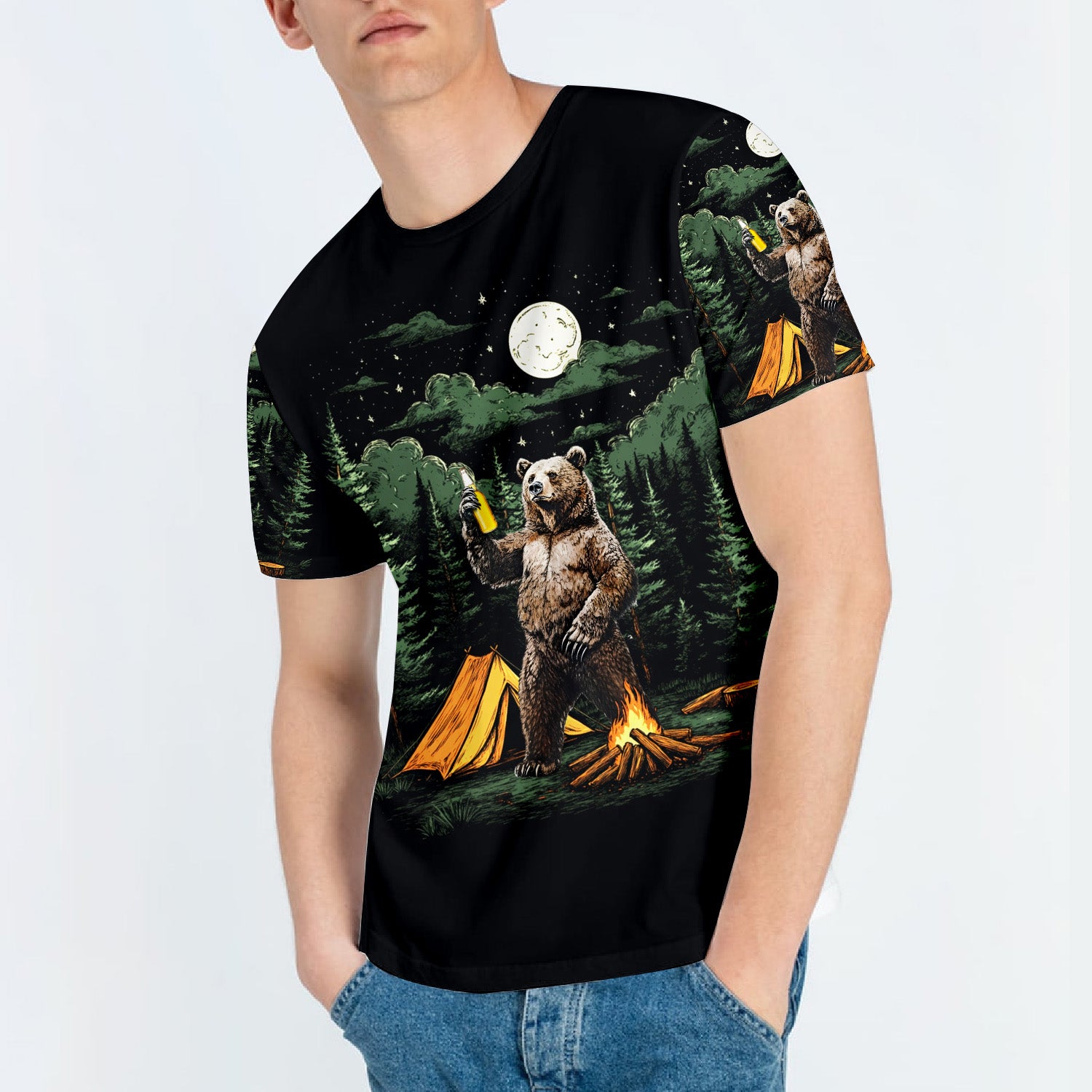 Making Memories Camping Bear All Over Print Shirt