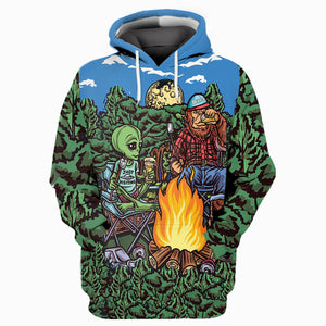 Alien Bigfoot Camping All Over Print Shirt