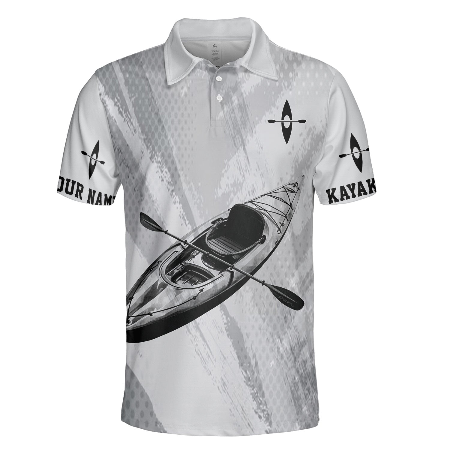 Custom Name Kayaking Black And White All Over Print Shirt