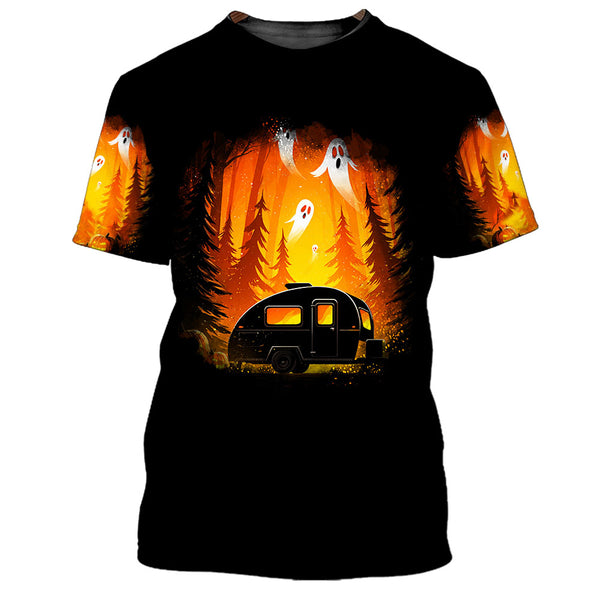 Horror Campfire In The Wild All Over Print Shirt