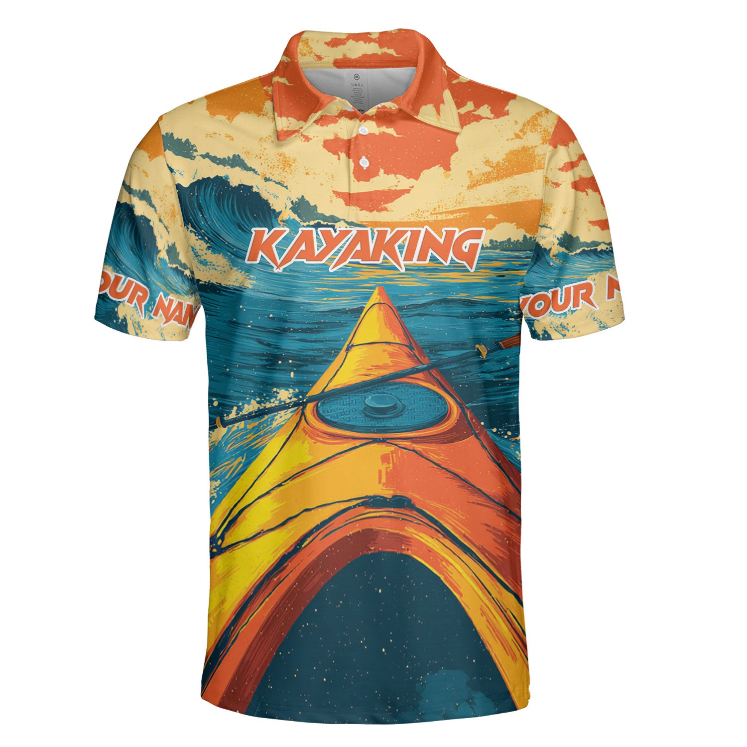Custom Name Sunset Kayaking Scene All Over Print Shirt