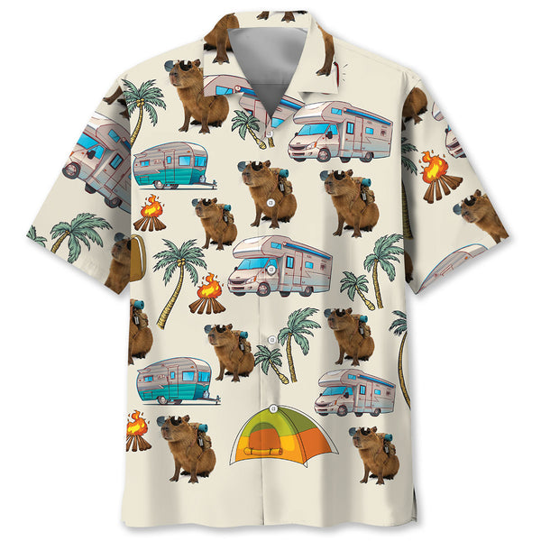 Capybara Camping Hawaiian Shirt