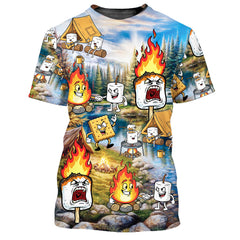 Vintage Camping Burnt Mashmallow All Over Print Shirt
