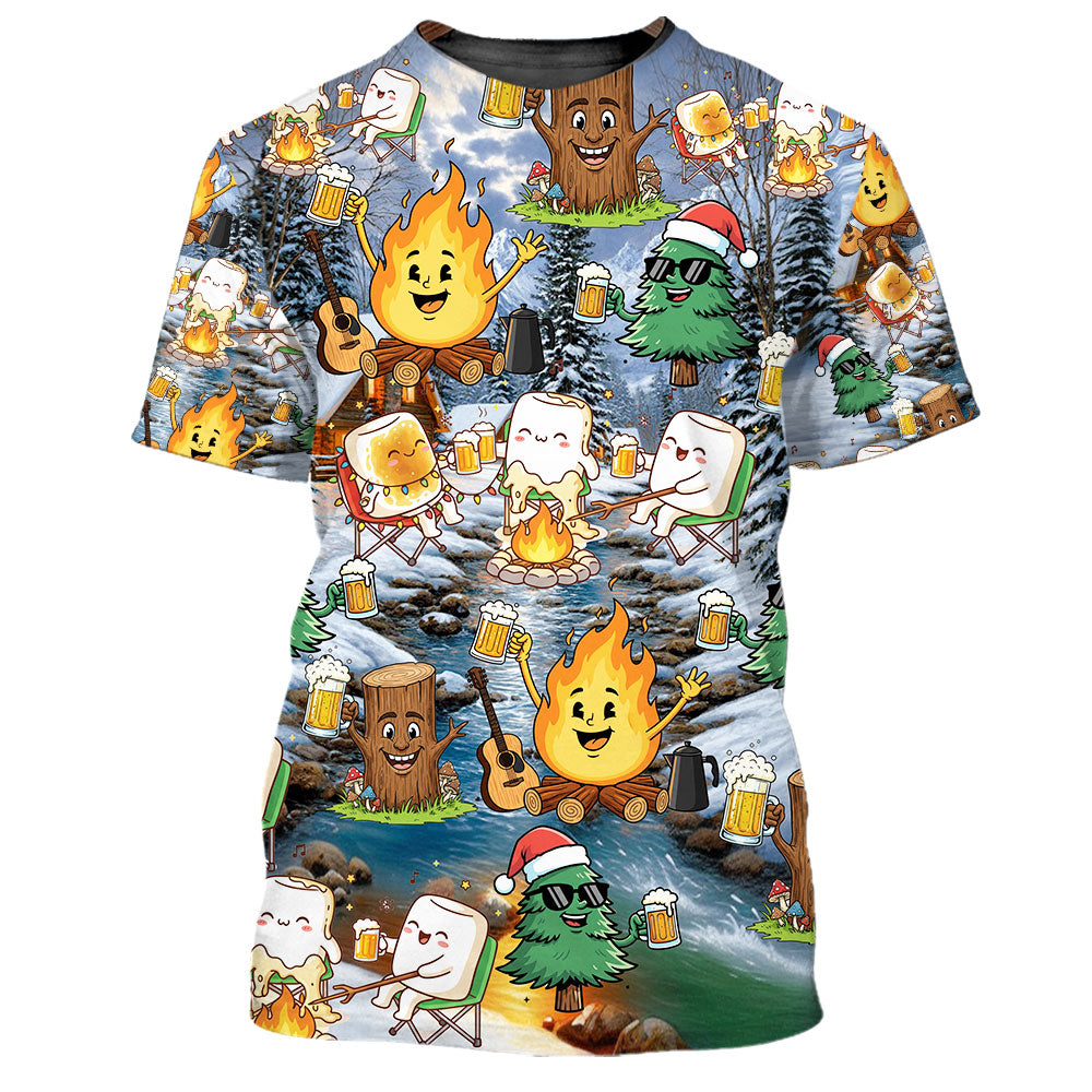 Camping Drinking Beer Party All Over Print Shirt