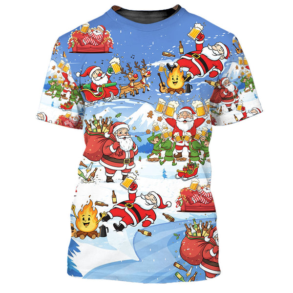 Santa Camping Funny All Over Print Shirt