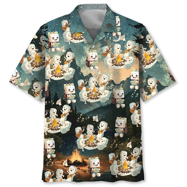 Cute Marshmallow Camping Hawaiian Shirt