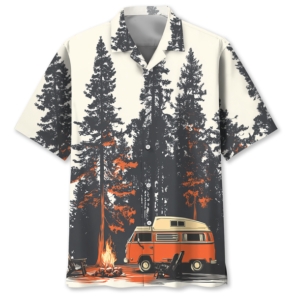 Happy Camper Campfire Hawaiian Shirt