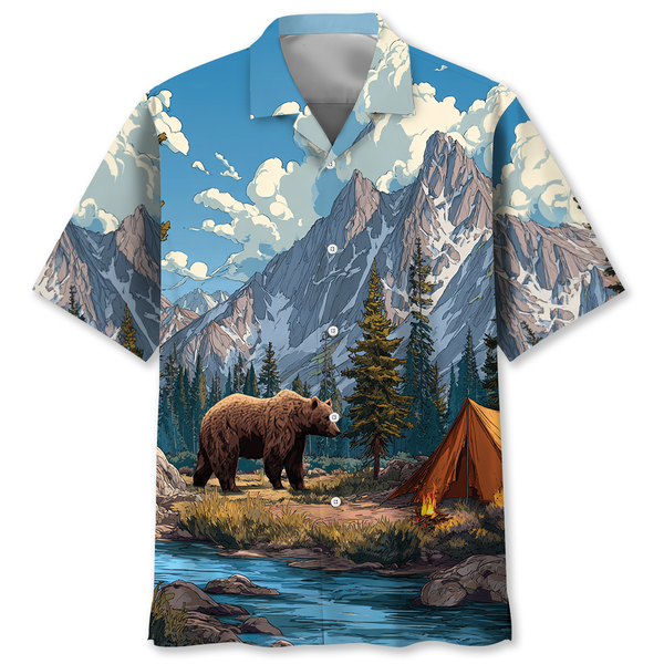 Wild Bear Camping Adventure 3D Hawaiian Shirt