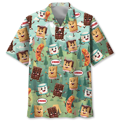 Stay Toasty – S’mores Chocolate Camping Hawaiian Shirt