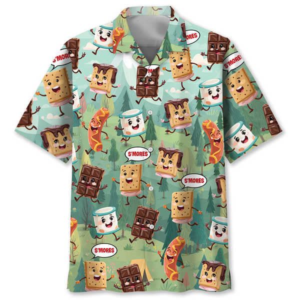 Stay Toasty – S’mores Chocolate Camping Hawaiian Shirt