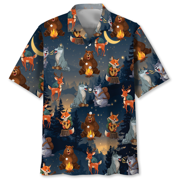 Funny Camping Animals Hawaiian Shirt
