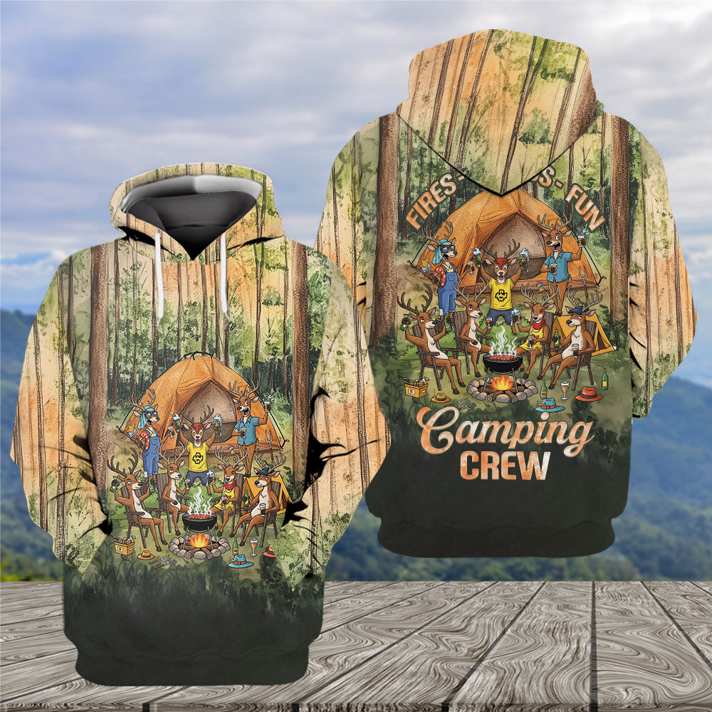 Friends, Fires, Fun Camping Crew Deer All Over Print Shirt