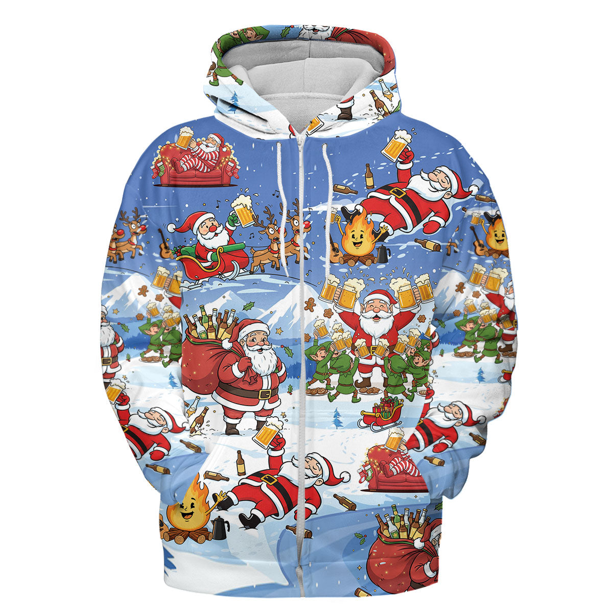 Santa Camping Funny All Over Print Shirt