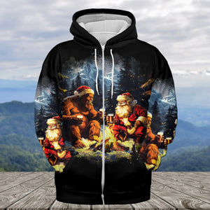 Funny Bigfoot & Santa Life Is Better Around The Campfire All Over Print Shirt