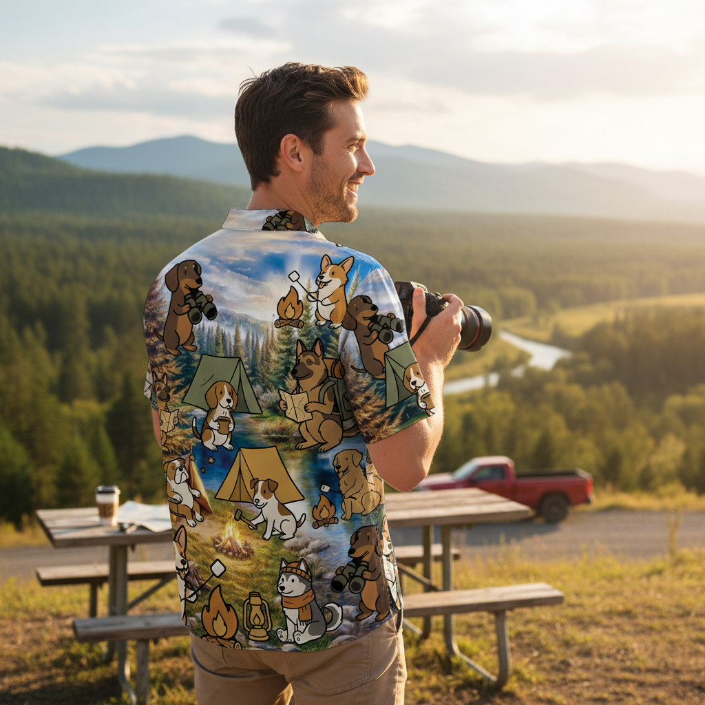 Funny Dog Camping Hawaiian Shirt
