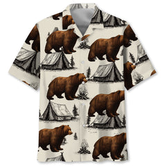 Bear Camping Vintage Hawaiian Shirt