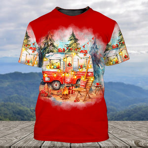 Red All I Want For Christmas Is Camping All Over Print Shirt