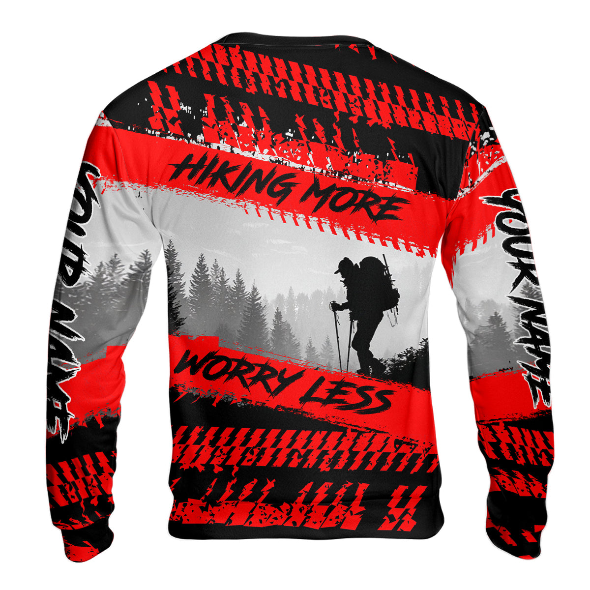 Custom Name Hiking More Worry Less Black Red All Over Print Shirt