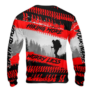 Custom Name Hiking More Worry Less Black Red All Over Print Shirt