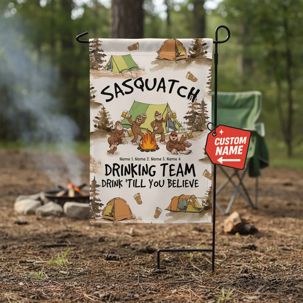 Sasquatch Campfire Drinking Team Flag Decor