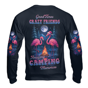 Crazy Friends Camping Memories Flamingo Christmas All Over Print Shirt