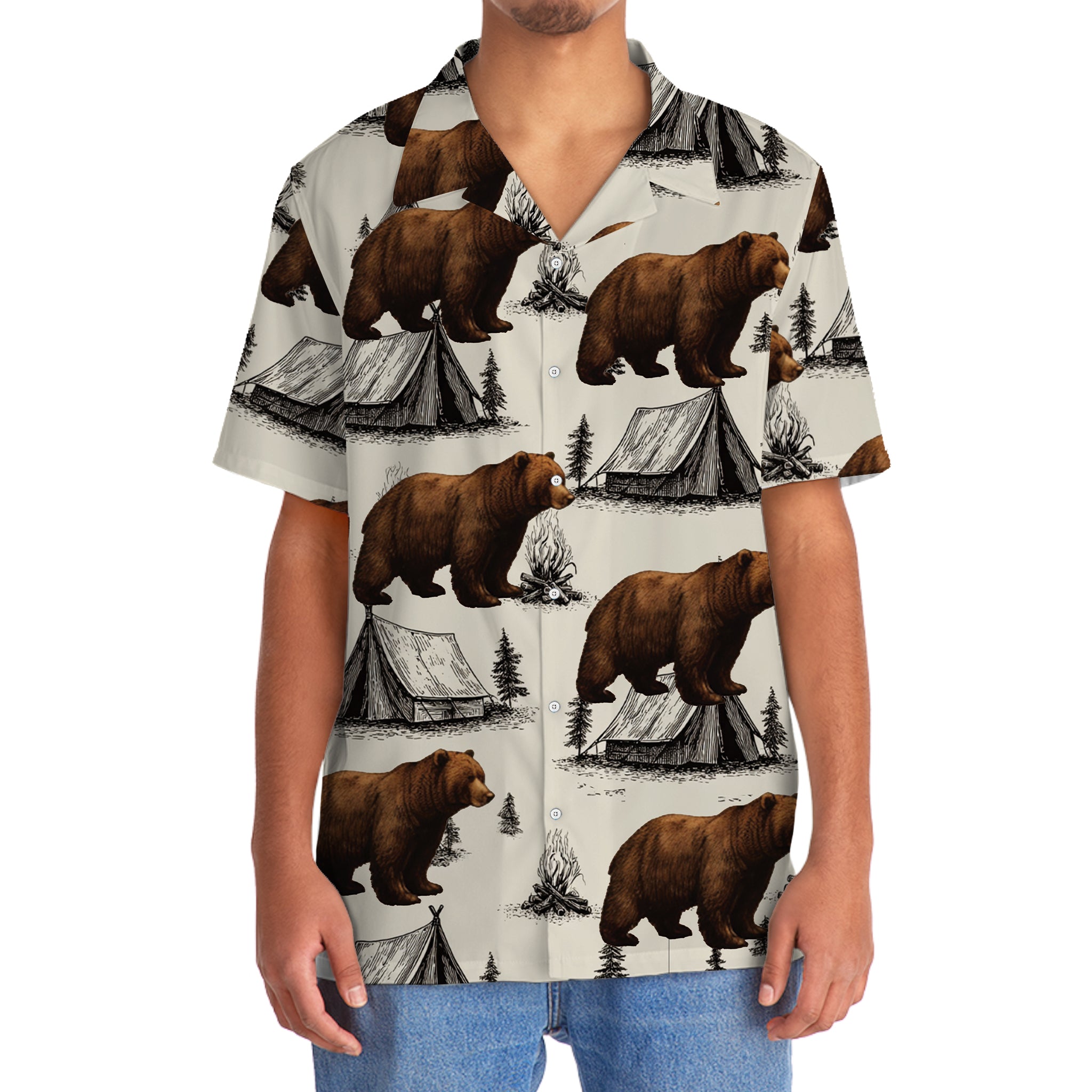 Bear Camping Vintage Hawaiian Shirt
