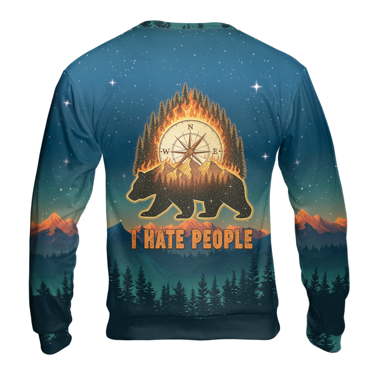 Bear Camp I Hate People  Mountain Night Forest All Over Print Shirt