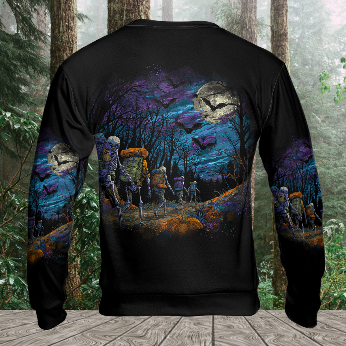 Skeleton Trekking Adventure Night Halloween All Over Print Shirt