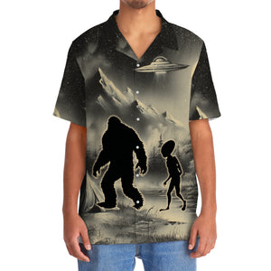 Mysterious Bigfoot and Alien At Campsite Hawaiian Shirt